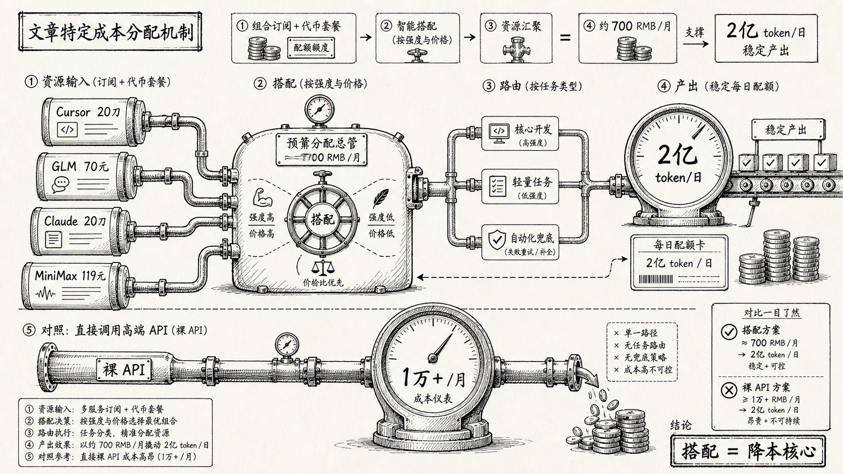 700元模型工具组合与裸API成本对比
